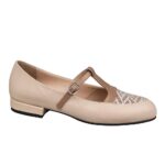 Pantofi din piele cu toc mic bej SV121
