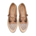 Pantofi din piele cu toc mic bej SV121 - imagine 3