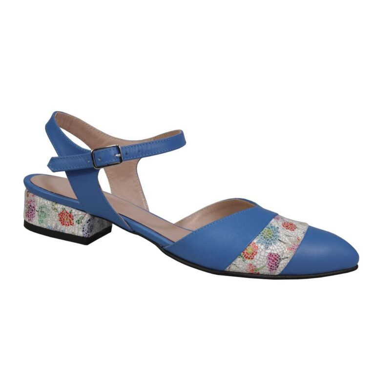 pantofi albastri piele toc mic