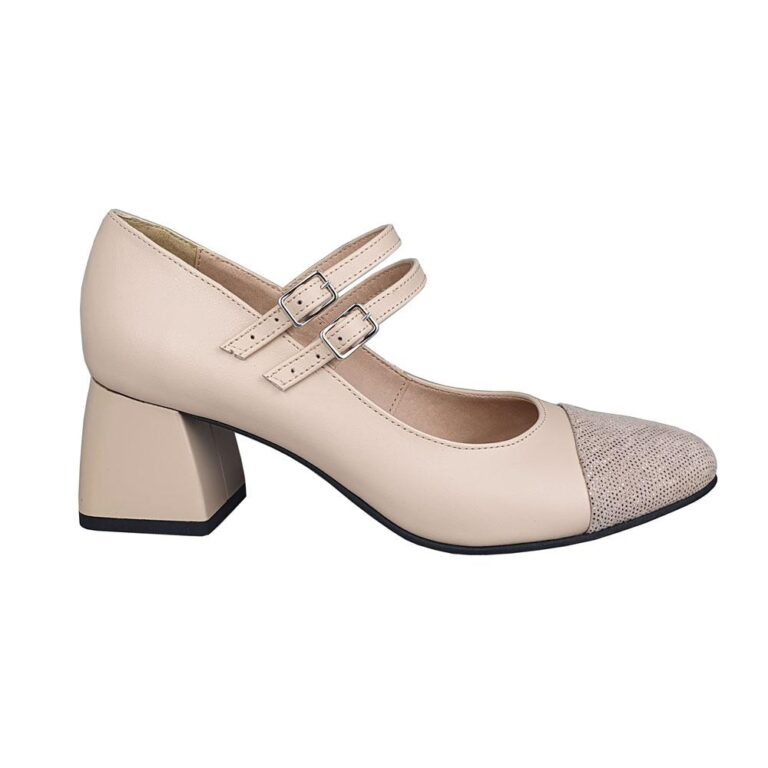 pantofi bej piele barete miha
