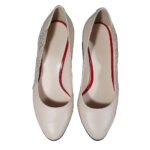 Pantofi eleganti bej din piele cu toc mic SV180 - imagine 4