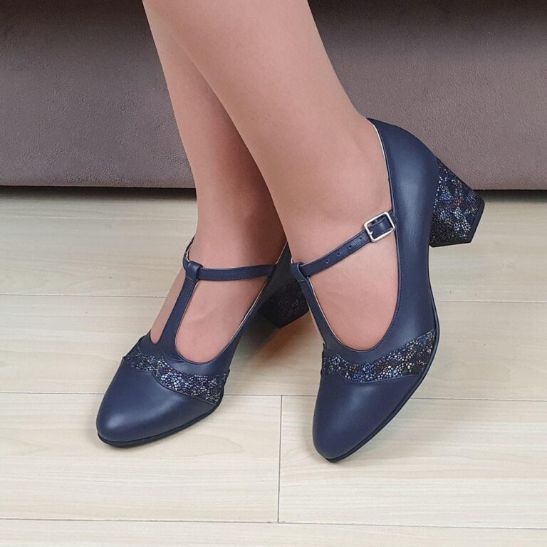 pantofi bleumarin piele barete14