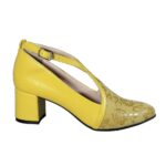 Pantofi eleganti galbeni din piele cu toc mic SV00195
