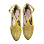 Pantofi eleganti galbeni din piele cu toc mic SV00195 - imagine 2