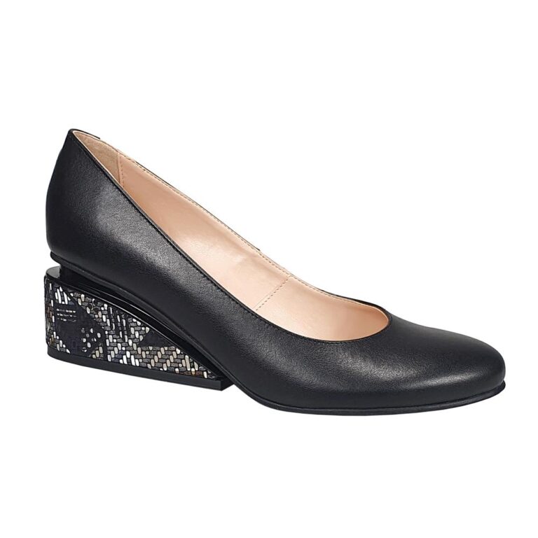 pantofi negri piele platforma
