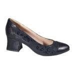 Pantofi eleganti negri din piele cu toc mic SV194