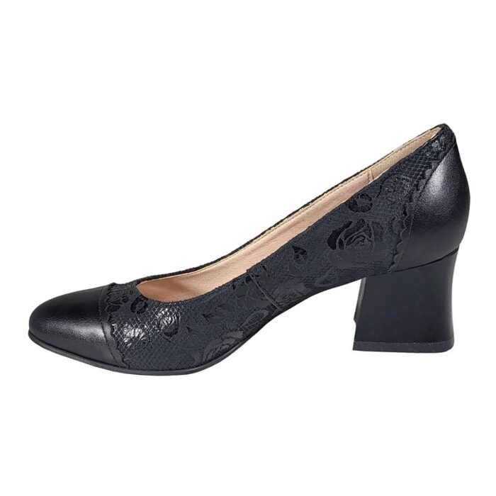 Pantofi eleganti negri din piele cu toc mic SV194 - imagine 4