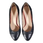 Pantofi eleganti negri din piele cu toc mic SV194 - imagine 3