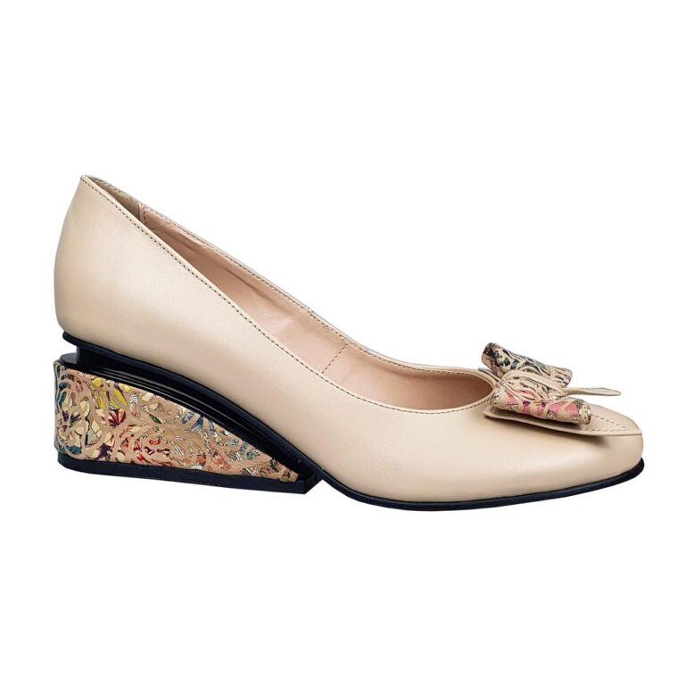 pantofi piele bej platforma