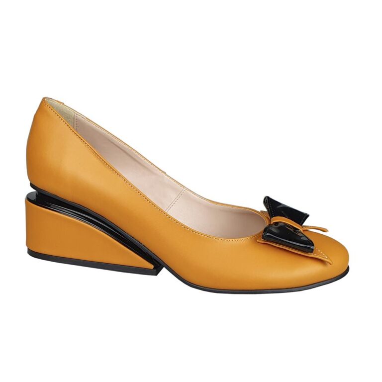 pantofi piele galben mustar platforma