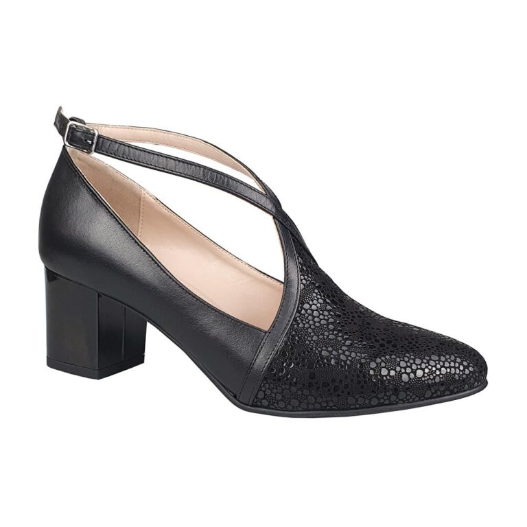pantofi piele negri barete
