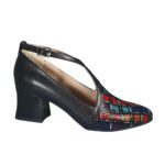 Pantofi eleganti negri din piele cu toc mic SV176