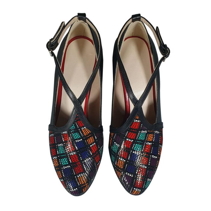 Pantofi eleganti negri din piele cu toc mic SV176 - imagine 4