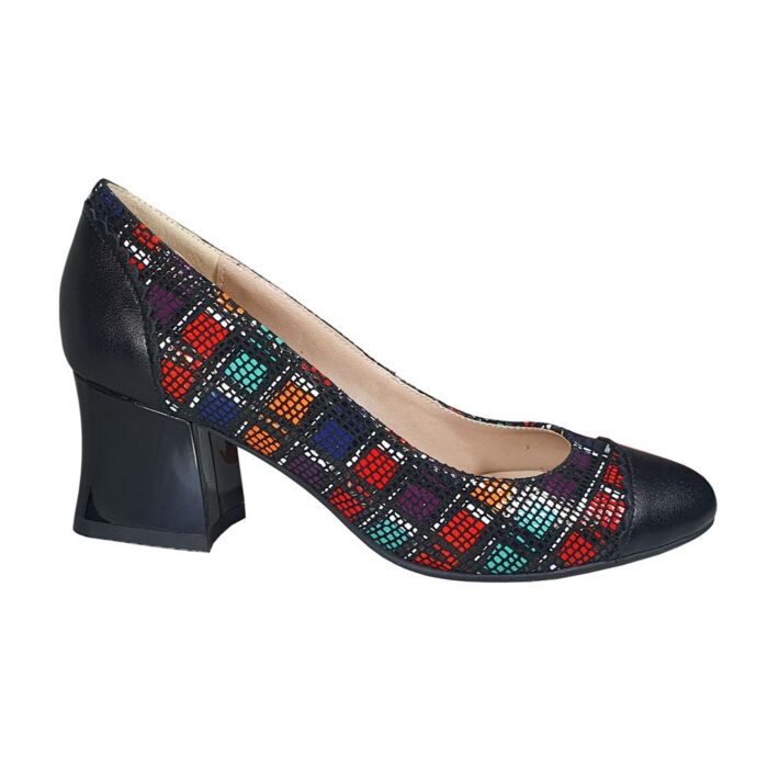 Pantofi eleganti negri din piele cu toc mic SV170 - imagine 1