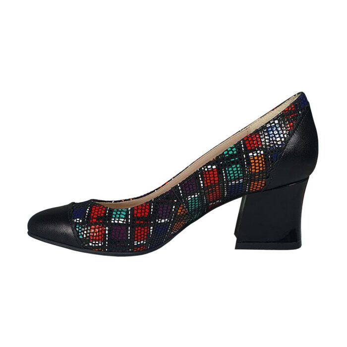 Pantofi eleganti negri din piele cu toc mic SV170 - imagine 3