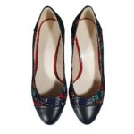 Pantofi eleganti negri din piele cu toc mic SV170 - imagine 4