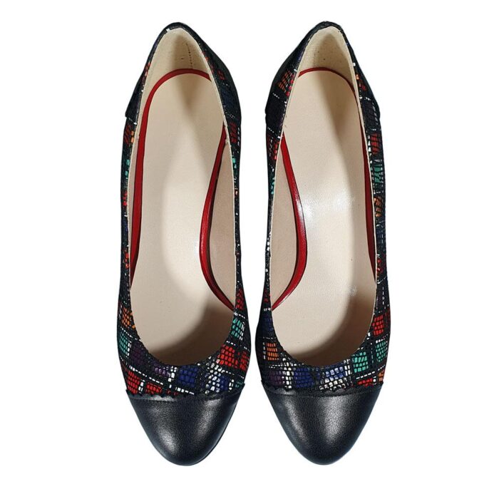 Pantofi eleganti negri din piele cu toc mic SV170 - imagine 4