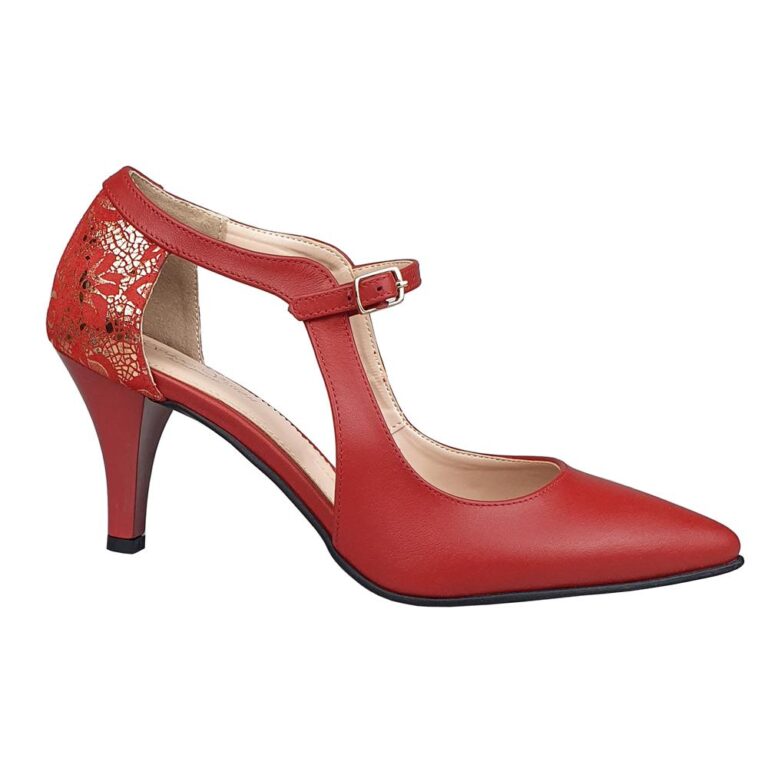 pantofi piele rosu stiletto