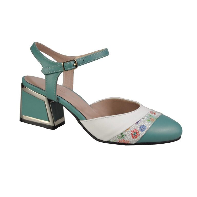 pantofi piele turcoaz