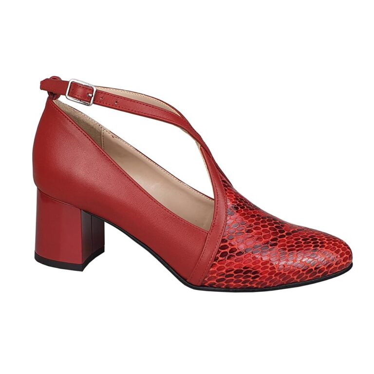 pantofi rosii piele barete