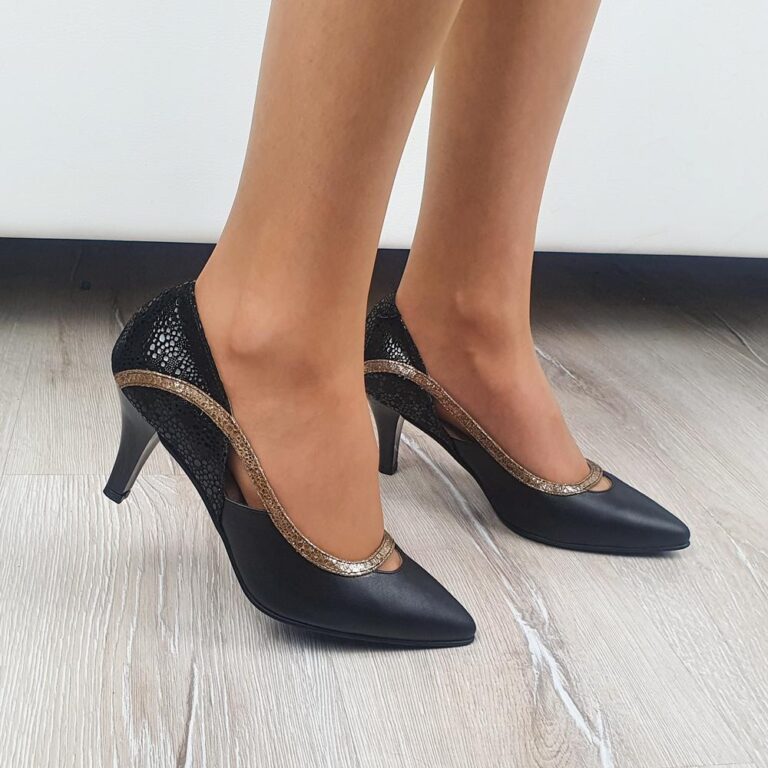 pantofi stiletto piele negru auriu4