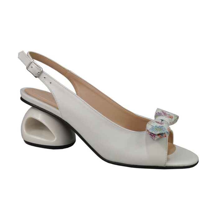 Sandale elegante din piele cu toc mic alb SV210 - imagine 1