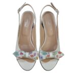 Sandale elegante din piele cu toc mic alb SV210 - imagine 4
