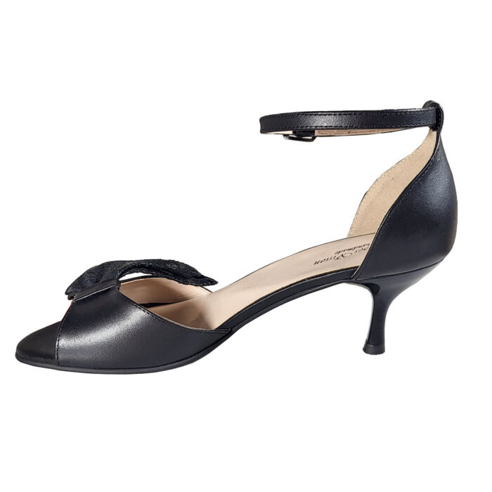 Sandale elegante negre din piele cu toc mic subtire SV266 - imagine 3