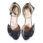 Sandale elegante negre din piele cu toc mic subtire SV266 - imagine 4