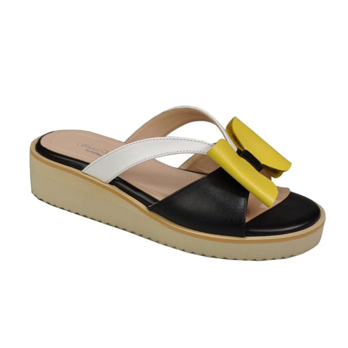 Sandale negre din piele cu talpa ortopedica usoara SV233 - imagine 1