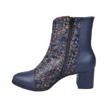 Botine bleumarin din piele cu toc mic SV504 - imagine 3