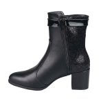 Botine negre din piele cu toc mic SV785 - imagine 3