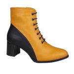 Botine galben mustar din piele cu toc mic SV781 - imagine 2