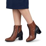 Botine maro din piele cu toc mic SV779 - imagine 3