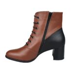 Botine maro din piele cu toc mic SV779 - imagine 3