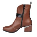 Botine maro din piele cu toc mic SV787 - imagine 3
