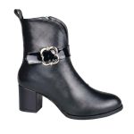 Botine negre din piele cu toc mic SV796 - imagine 2