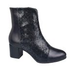 botine negre din piele cu toc mic SV503 - imagine 2