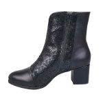 botine negre din piele cu toc mic SV503 - imagine 3