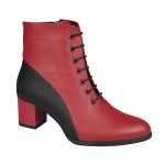 Botine rosii din piele cu toc mic SV786 - imagine 3