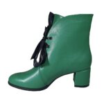 botine verzi din piele cu toc mic SV524 - imagine 3