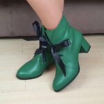 botine verzi din piele cu toc mic SV524 - imagine 2