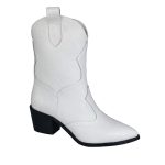 Ciocate albe din piele cu toc mic SV916 - imagine 2