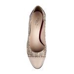 Pantofi bej din piele eleganti cu toc mic SV308 - imagine 3