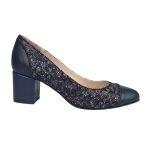 Pantofi Bleumarin din piele eleganti cu toc mic  SV302