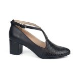 Pantofi negri din piele eleganti cu toc mic SV319
