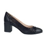 Pantofi negri din piele eleganti cu toc mic SV306