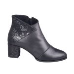 botine negre din piele cu toc mic SV407 - imagine 3