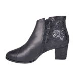 botine negre din piele cu toc mic SV407 - imagine 4