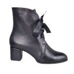 botine negre din piele cu toc mic SV411 - imagine 3